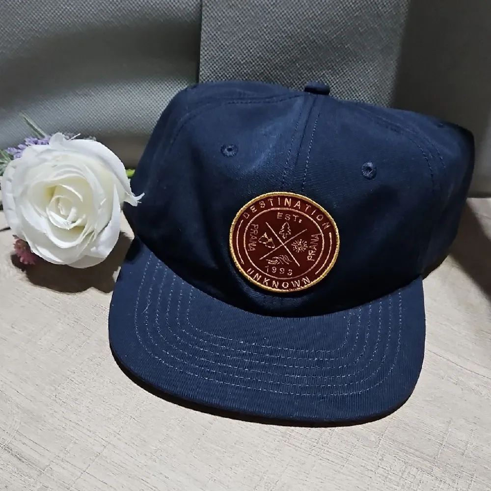 Prana 🎁 Navy Blue Cap with Destination Unknown Patch Unisex NWT